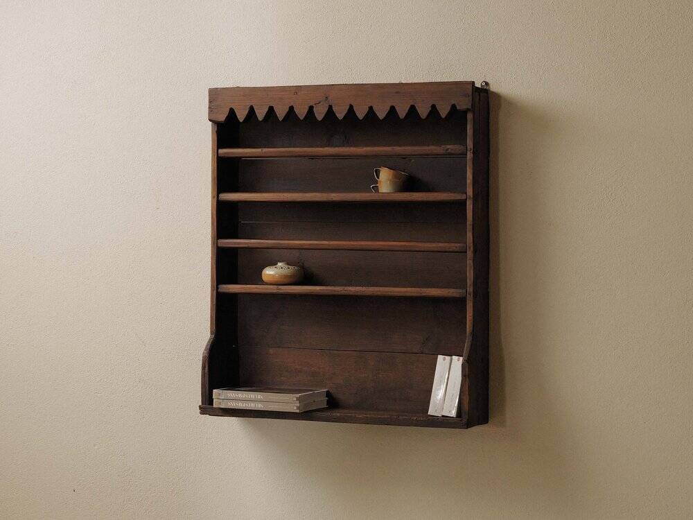 Solid wood wall shelf, Folk art, around 1900