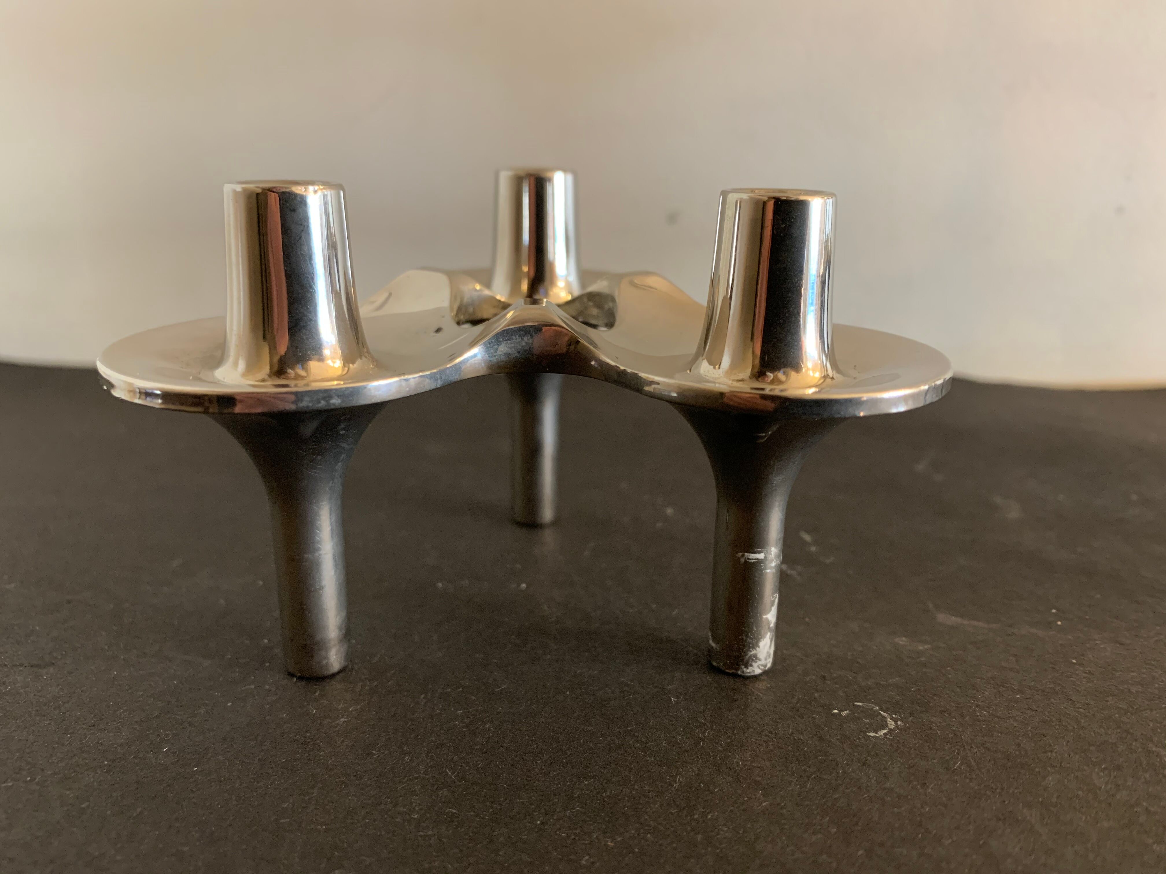 3 metal candlesticks 1970