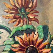 The sunflowers, knife technique on panel.