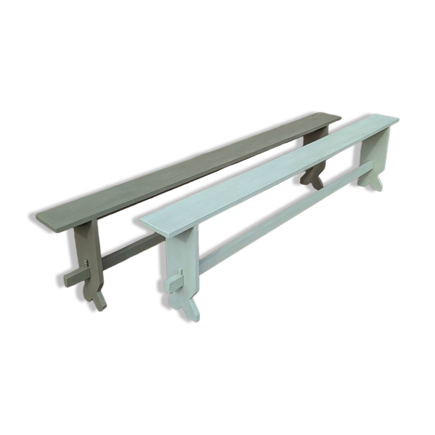 Pair of patinated benches
