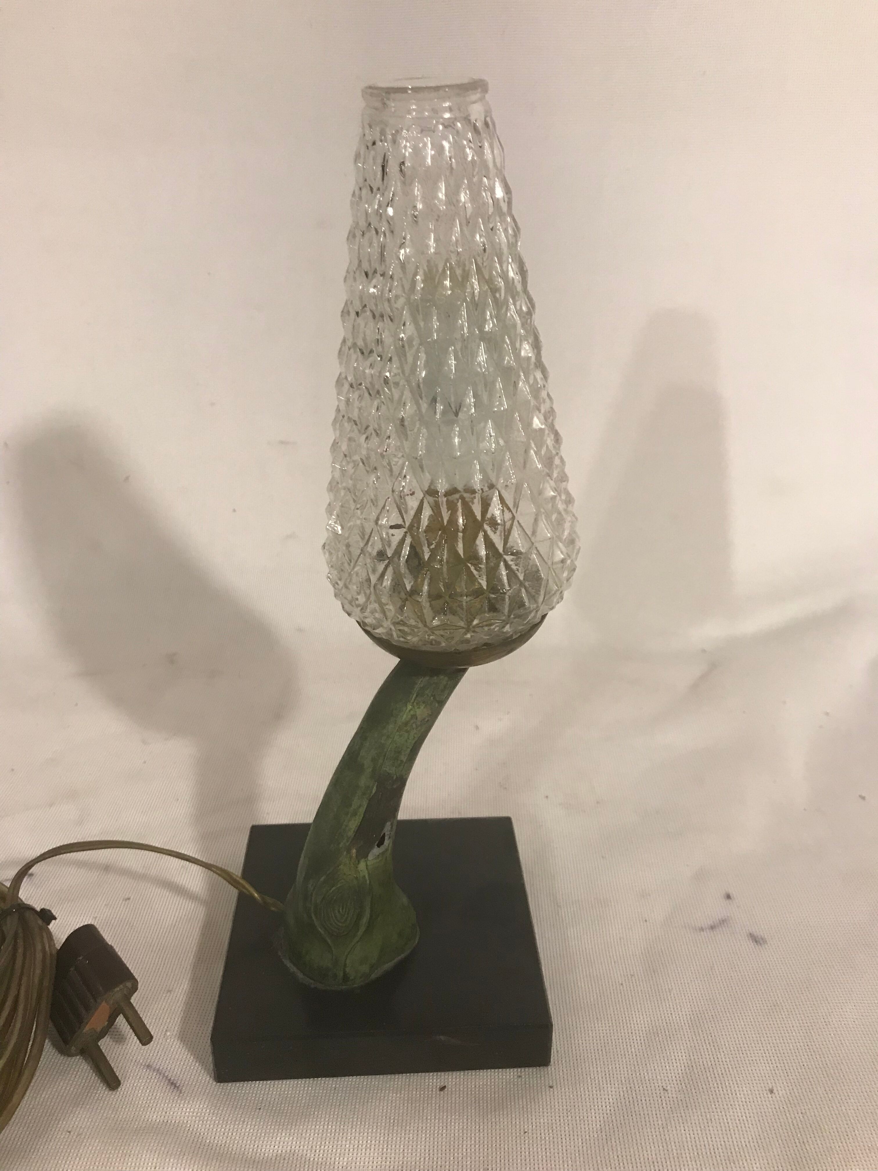Lampe flamme marbre & bronze