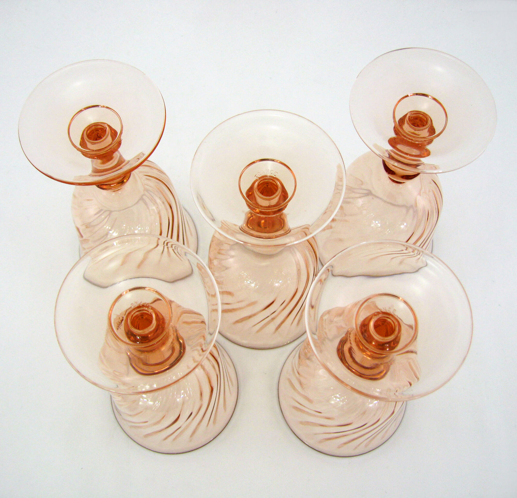 5 stemmed glasses - Rosaline Luminarc Arcoroc France - vintage 80s