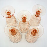 5 stemmed glasses - Rosaline Luminarc Arcoroc France - vintage 80s