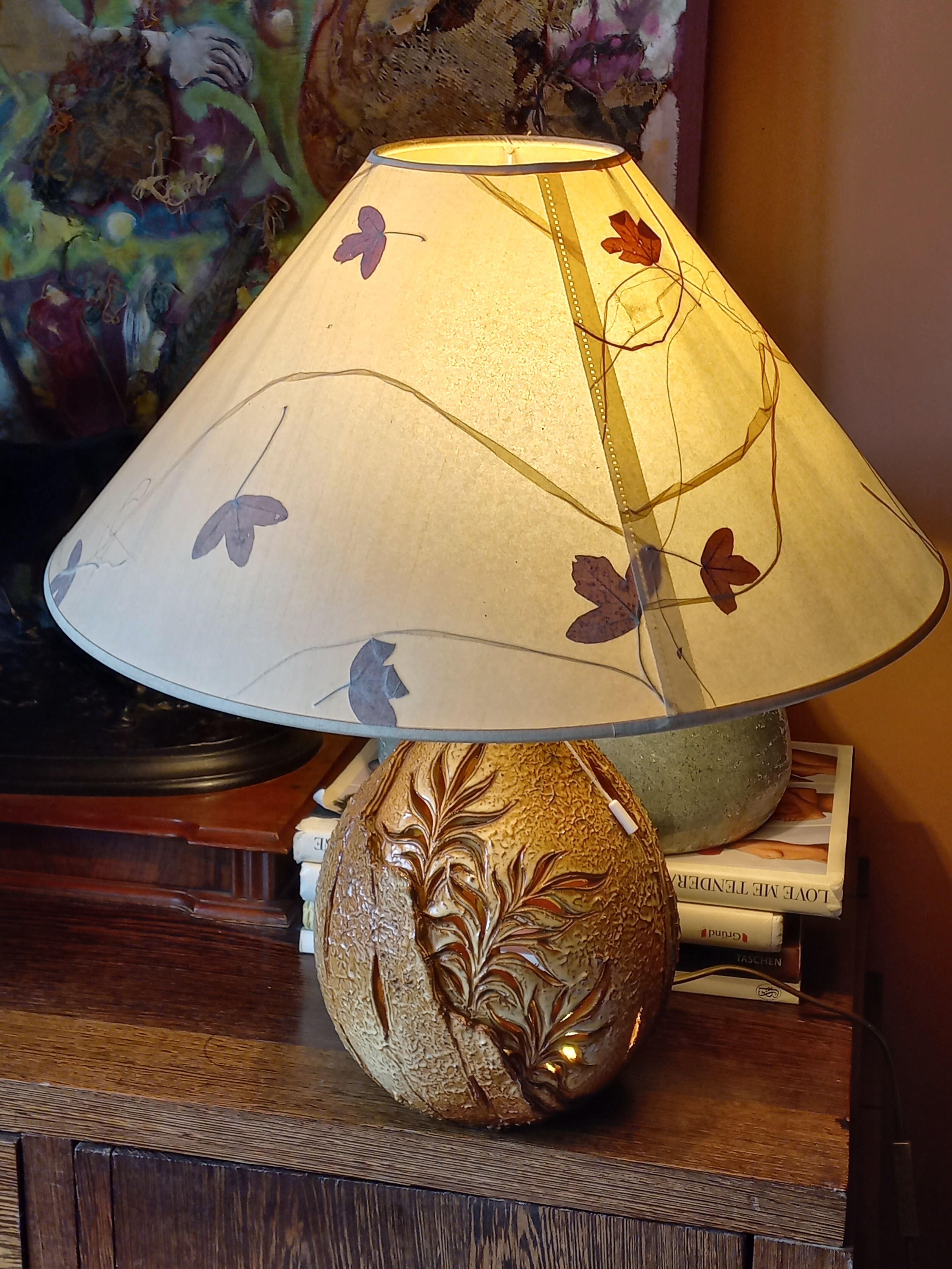 Ceramic lamp by Vallauris Fonck and Matéo lampshade of origin