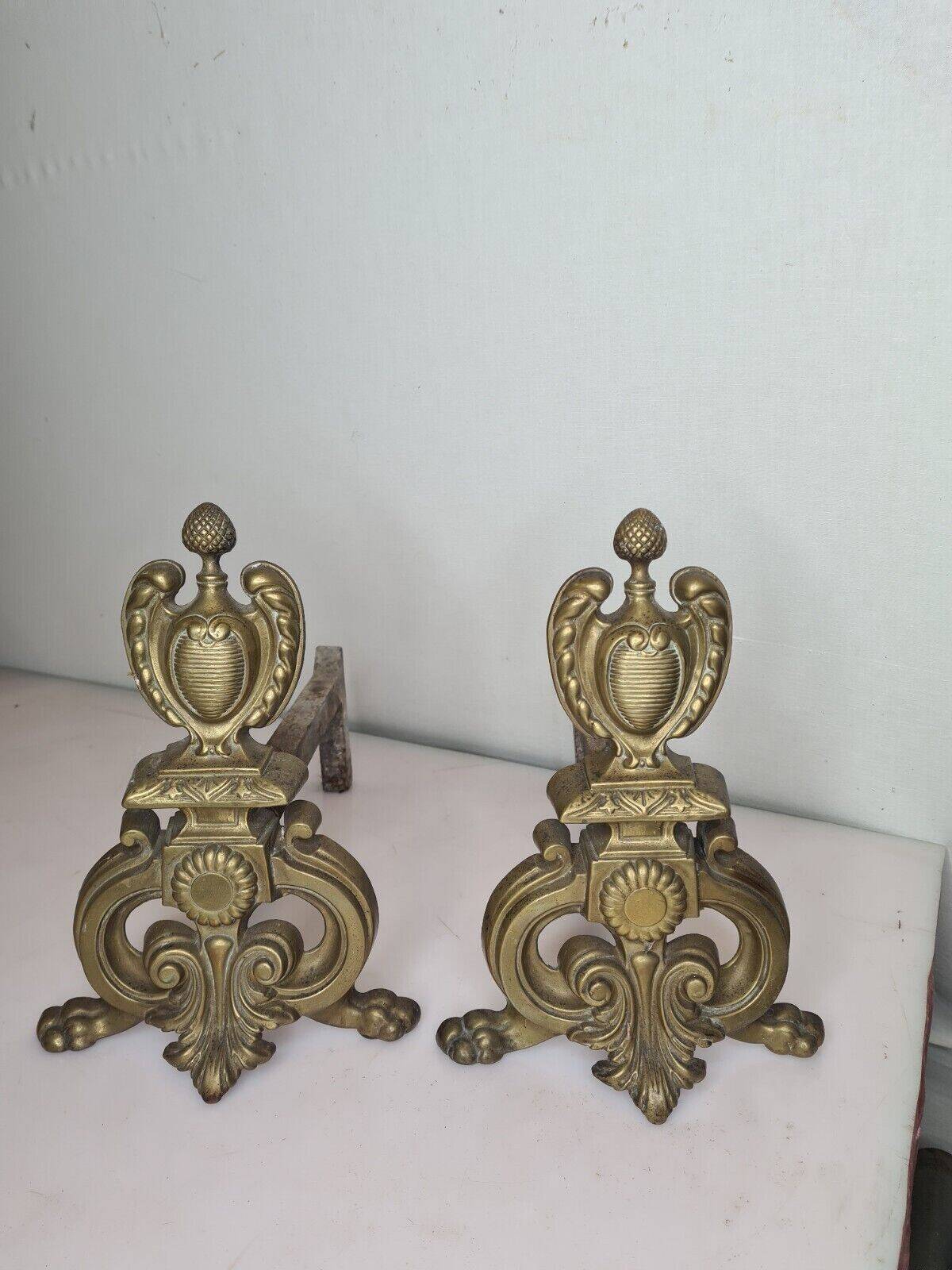 Pair of andirons for the bronze fireplace