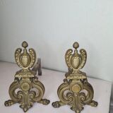 Pair of andirons for the bronze fireplace
