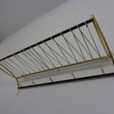 Vintage German wall coat rack with hat rack, 1950s
