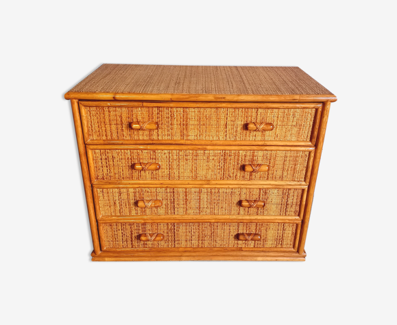 Vintage dresser in rattan 70s