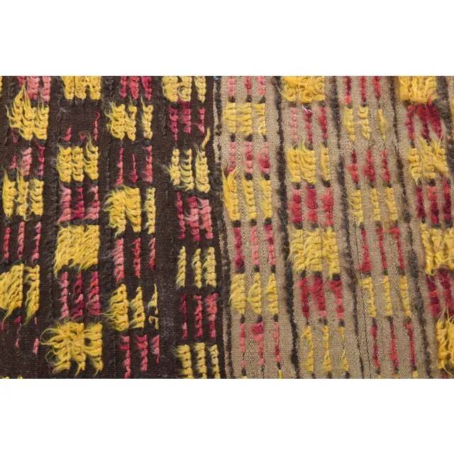 Vintage Turkish Hand-Knotted Wool Cotton Yellow Kilim Runner Rug 136x307