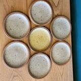 7 coasters / bottle / ceramic cup sandstone signed Le Tesson