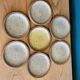 7 coasters / bottle / ceramic cup sandstone signed Le Tesson