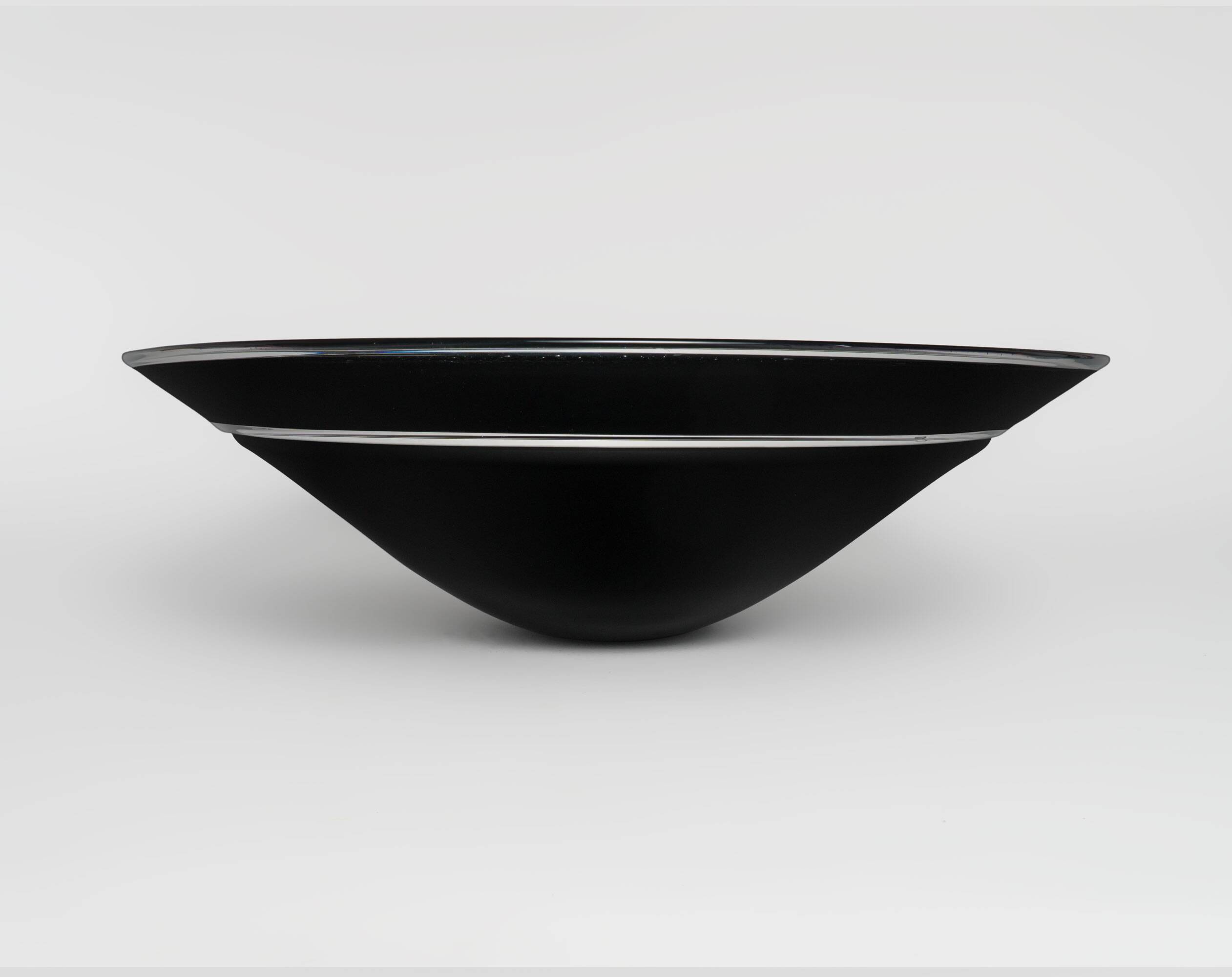 Vintage 1980s Cenedese Murano Glass Black Incalmo Centrepiece Bowl