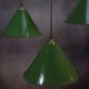 Suspension industrielle design support en chêne avec 3 cloches en métal
