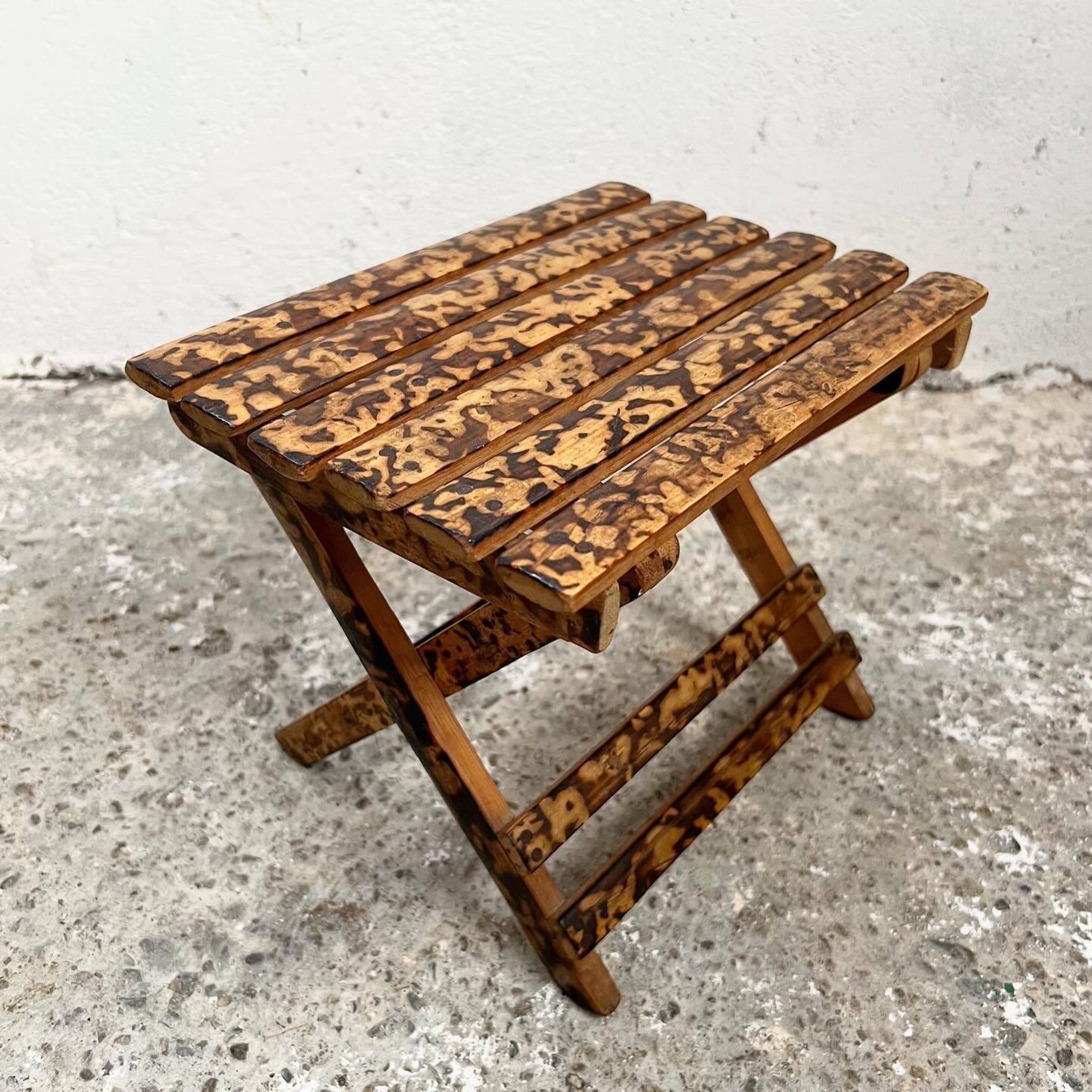 Small folding stool in exotic wood