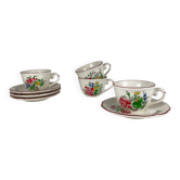 Set of 4 coffee cups with saucers model Réverbère by KG Lunéville