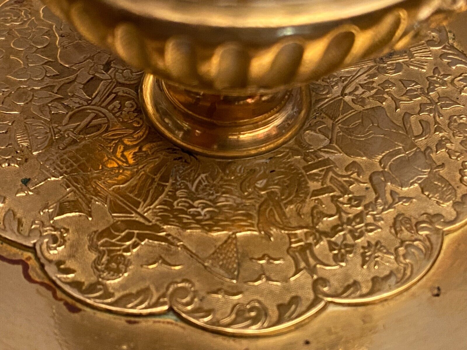 Inkwell nineteenth in gilded bronze Louis XIII style