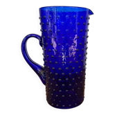 Textured blue glass jug