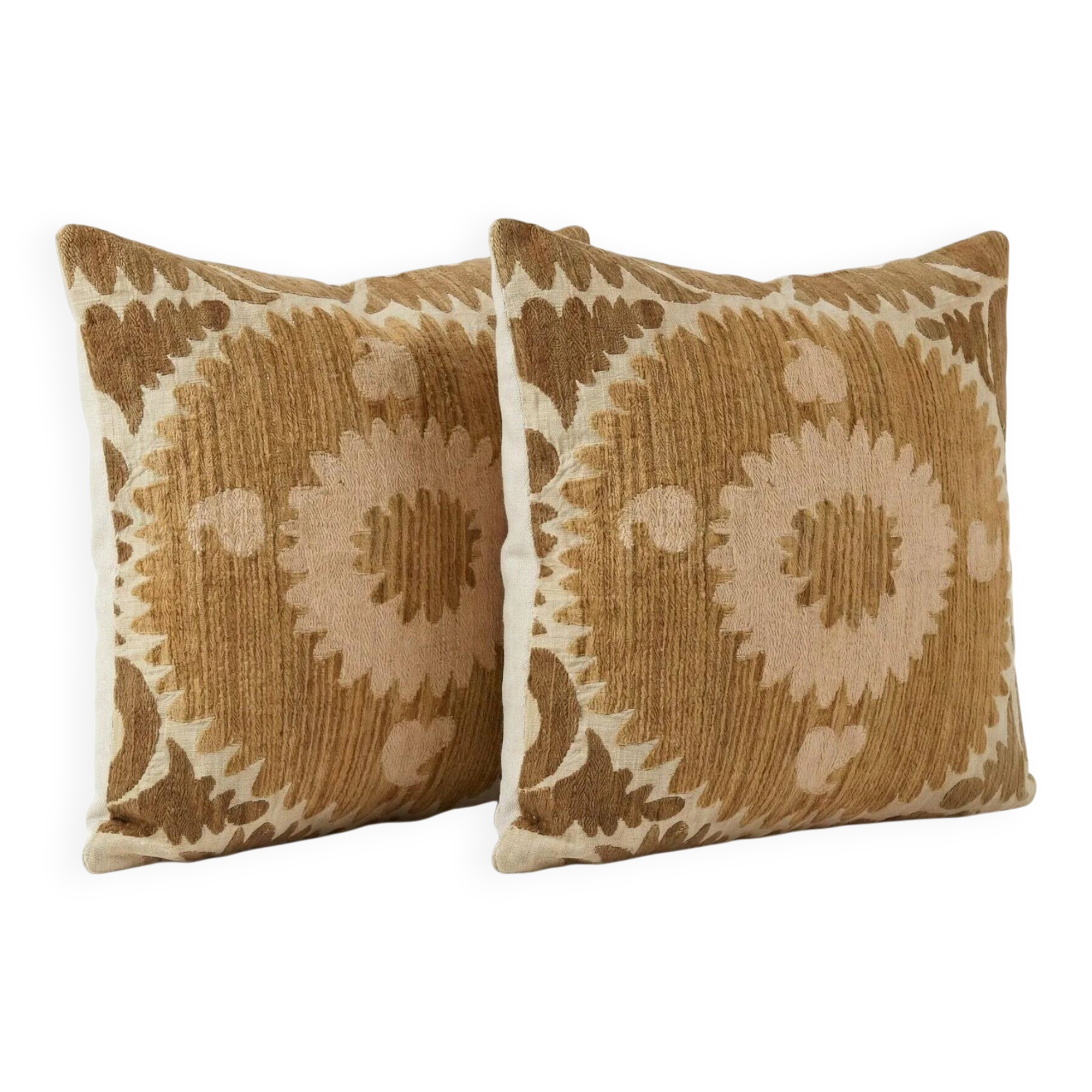 Set of 2 vintage embroidered cushion covers 61x64 cm