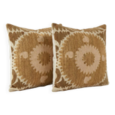 Lot de 2 housses de coussin brodées vintage 61x64 cm