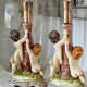 Duo of antique ceramic lamps.