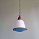 Suspension Bauhaus en opaline blanche et verre satiné bleu, années 1920