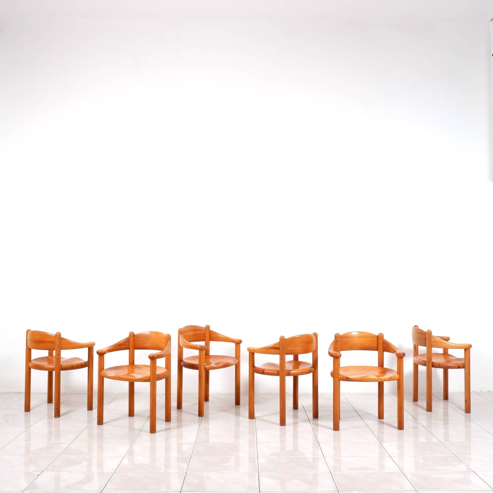 Set of 6 solid pinewood armchairs by Rainer Daumiller for Hirtshals Sawmill