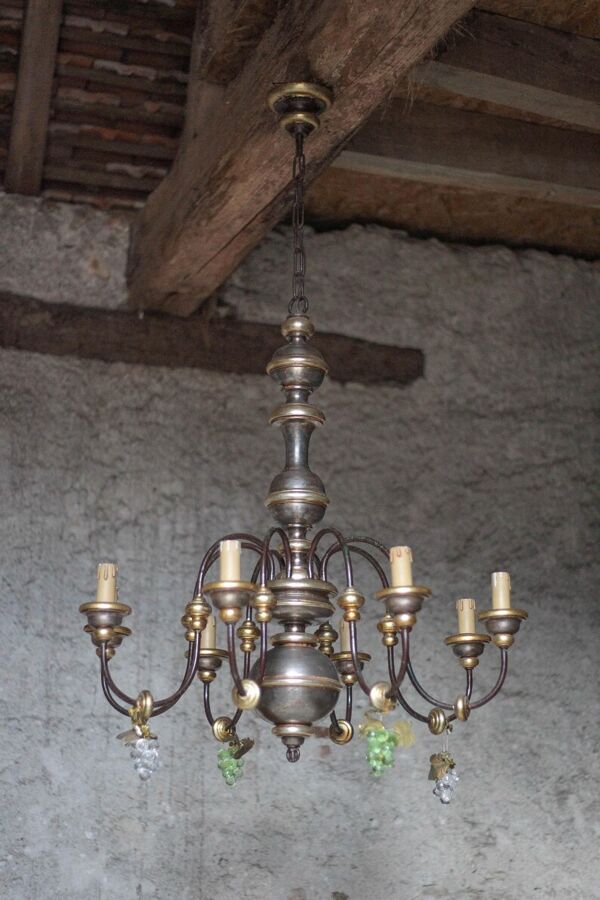 Suspension bois type hollandais, lustre florentin bois, lampe de plafond italienne, décoration intérieure