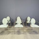 Vintage dining chairs by Belgo chrom, set of 6 - 1980s
