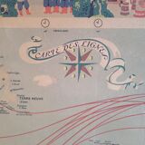 Carte des lignes compagnie générale Transatlantique 1959 encadrée