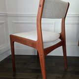 Set of 4 vintage teak and beige tweed chairs by Johannes Anderse