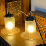 Pair of Art Deco lamps with boxwood hooks