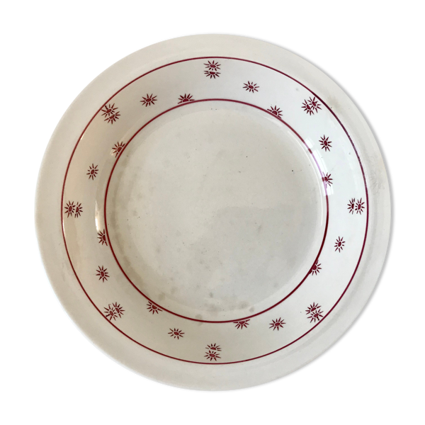 Plat creux Digoin Sarreguemines modèle ''Andrée'' petits soleils années 30