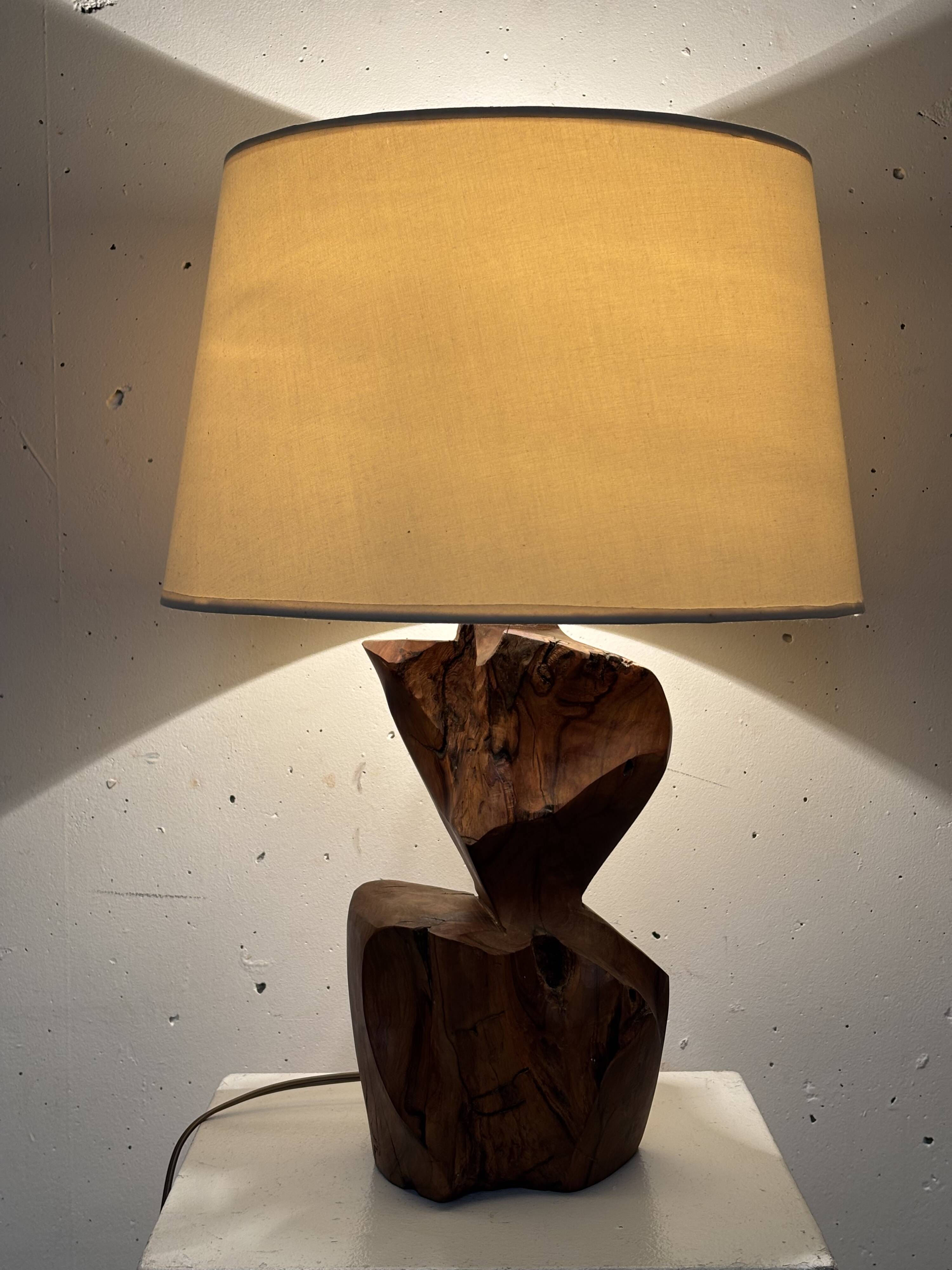 Olive wood lamp 1950