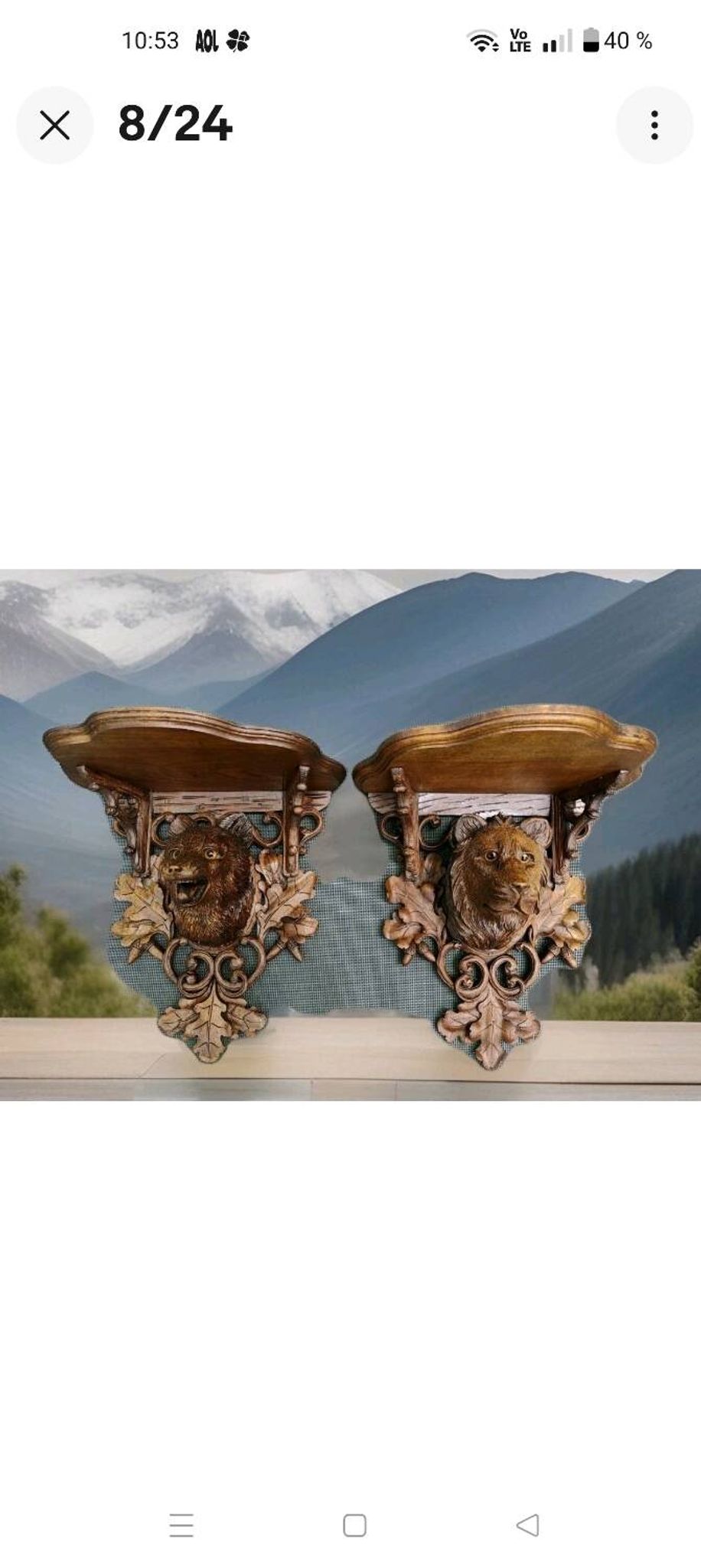 2 magnificent consoles/shelves in carved wood "FROM THE BLACK FOREST"