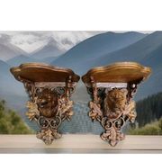 2 magnificent consoles/shelves in carved wood "FROM THE BLACK FOREST"