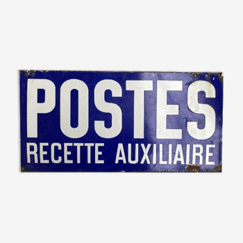 Plaque émaillée "Poste Recette Auxiliaire" Japy