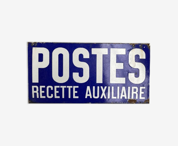 Plaque émaillée "Poste Recette Auxiliaire" Japy