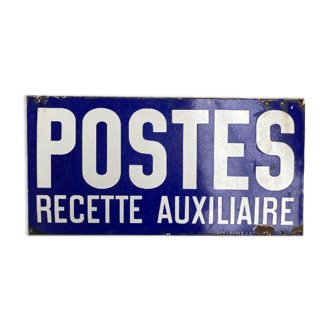 Plaque émaillée "Poste Recette Auxiliaire" Japy