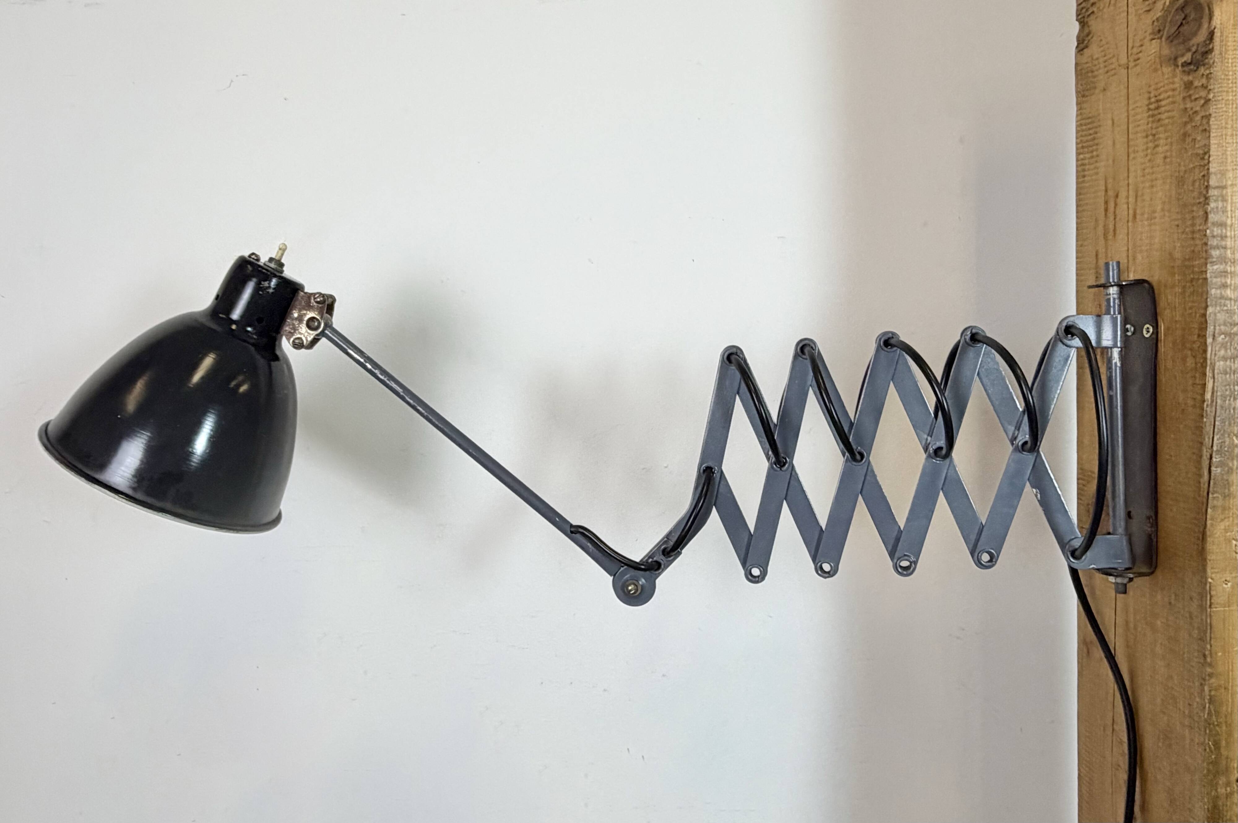 Black Industrial Soviet Scissor Wall Lamp, 1960s