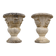 Pair of garden vases in reconstituted stone, Médicis shape, patinated.