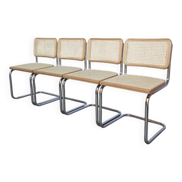 Set of 4 Cesca Chair, Marcel Breuer Design, Cane & Chrome Dining Chair