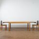Adjustable dining set in oak and leather chairs by Van Den Berghe Pauvers