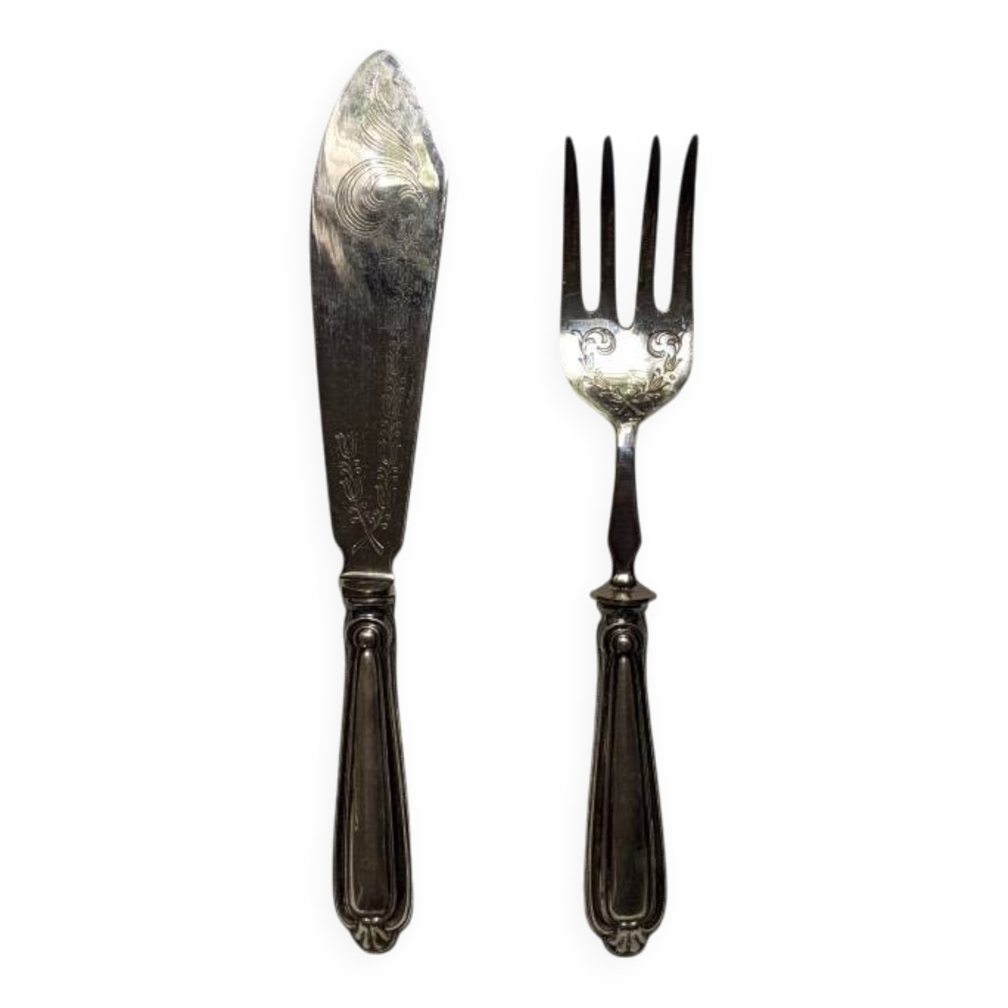 Antique 800/1000 silver carving set cutlery