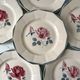 Set of 6 flat plates Digoin Sarreguemines pink and blue flowers 40s