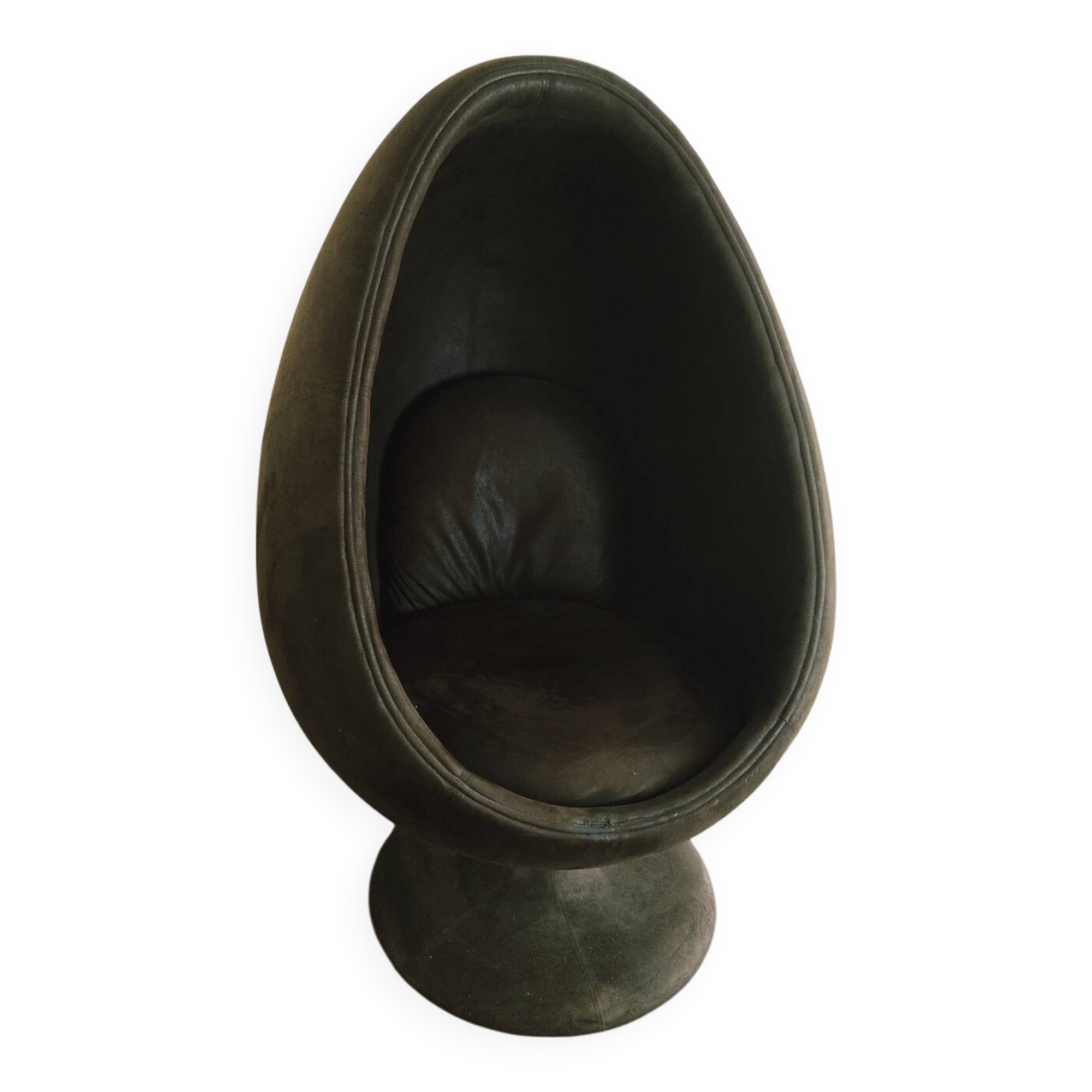 Brown fabric egg chair