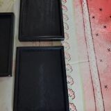 Set of 5 used rectangular wooden serving trays