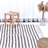 Tapis vintage à rayures marron et blanc 8x10, 265x300 cm SK 240422