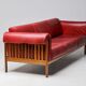 Johannes Andersen modern mid-century Danish canapé in rosewood and burgundy leather