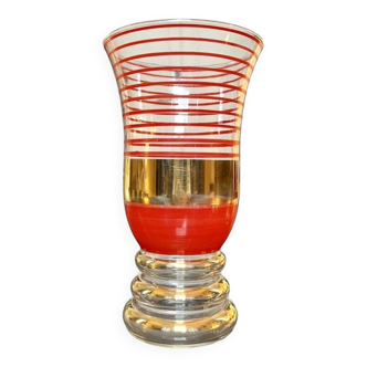 Vintage Glass Vase - Golden Red - Retro Loft Decoration - 1950s - 60s