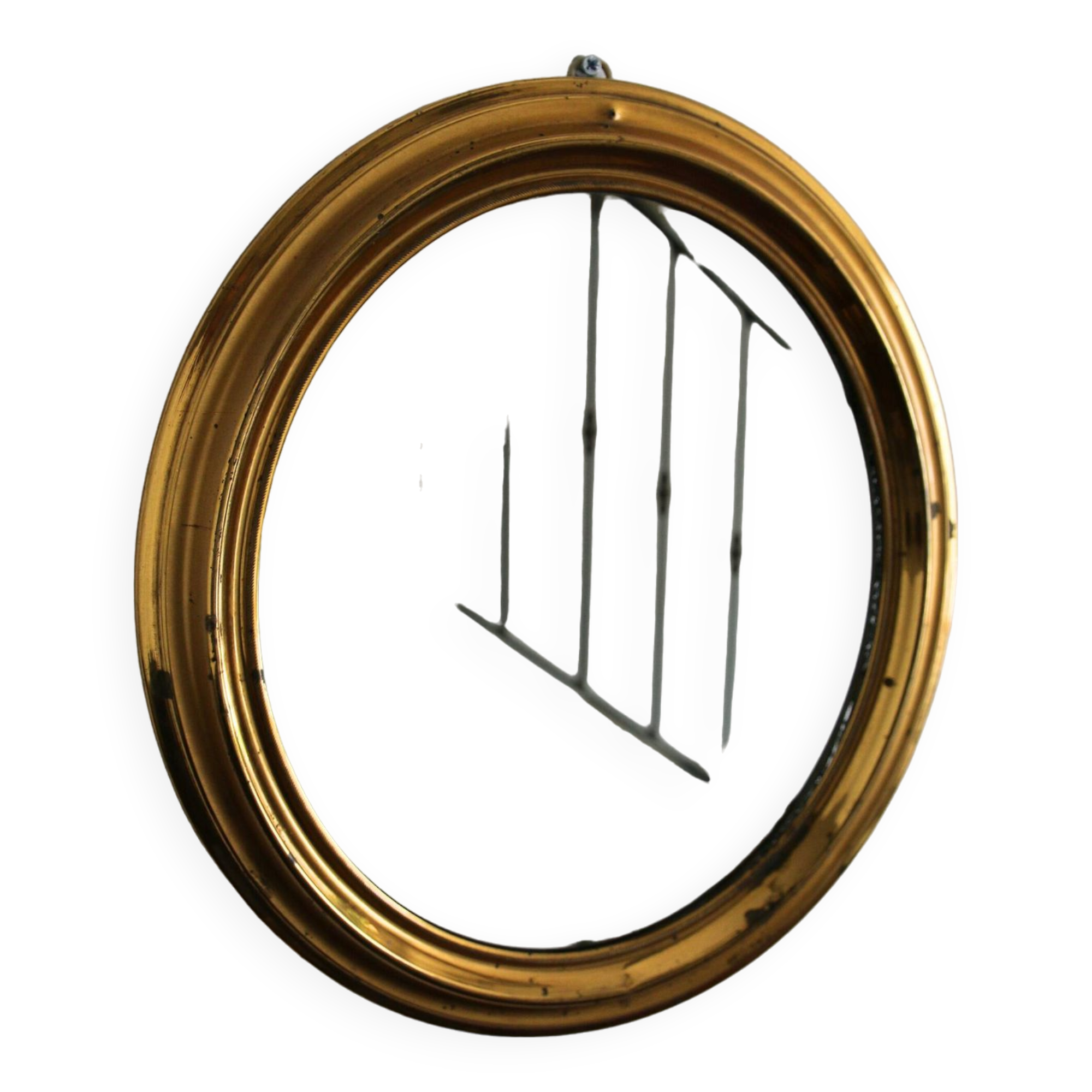 Oval brass mirror